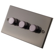 British Dimmer Switch 3 GANG 2 WAY LED DIMMER SWITCH BLACK NICKEL