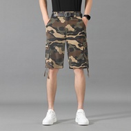 2025 Men's Camouflage Overalls Shorts Thin Casual Multi-pocket Straight Shorts Stretch Middle Pants 