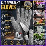 Gray Grade 5 Anti-Cut Safety Gloves EN388 Certified Scratch Proof Labor Gloves Multipurpose Kitchen