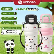 MODOFO【Limited】Panda Series 530ml Kids Tumbler with Straw Kids Insulated Tumbler Kids Thermos Bottle