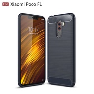 LANLIN For Xiaomi Poco F1 / Poco F2 Pro / Poco F3 Phone Case - Carbon Fiber Silicone Brushed Cell Ph