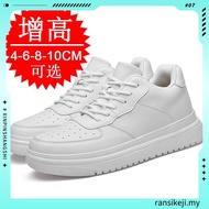 New Height Increasing Shoes for Men 10cm Invisible Elevator Sneakers White Leathe Sport Zapatillas D