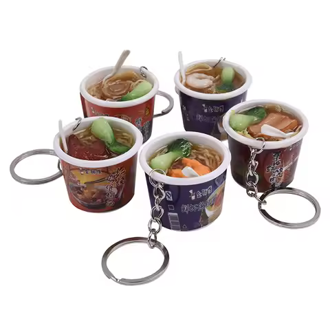 New Simulation Food Pendant key Chain New fashion Braised Beef noodles Keychain Gift Jewelry Key Rin