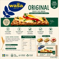 Wasa Original Crispy Rye Bread 275g | 100% Rye Flour | High Fibre Crispbread | Healthy Swedish Snack
