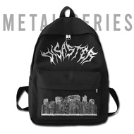 Metal DISASTER metal graphic school bag, laptop slotADA and drink slot metal school bag, distro bag,