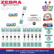 Zebra Blen U Ballpoint Pen Refill (Black Ink) 0.5mm / 0.7mm - Set of 1 / Set of 5