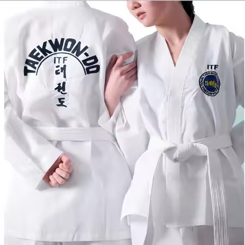 Professiona ITF Approve White Uniform Taekwondo Student Suit Kimono Martial Arts Taekwondo Clothes L