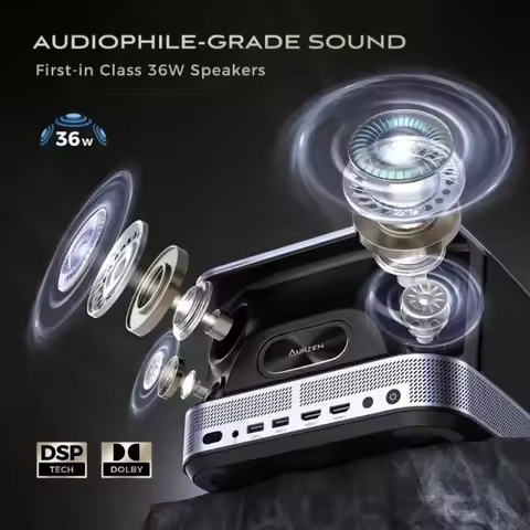 Boom 3 Black All-ln-One Projector Native 1080P 4K HD Supported Projector Home Theater With 36W Stron