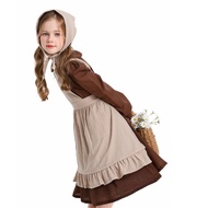 NEW Kids Poor Clothes Cosplay Cinderella Maid Costume Colonial Farm Village Girl Pioneer Prairie Dre