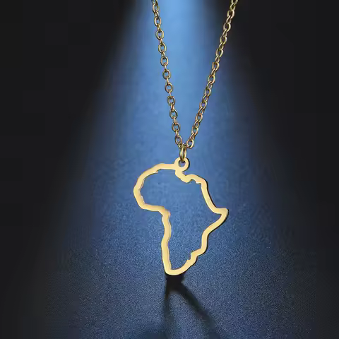 My Shape Africa Map Necklaces for Women Men Stainless Steel South African Map Pendant Chain Choker H