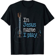 Top Sale In Jesus Name I Play Guitar Christian Vintage Guitar Player T-Shirt