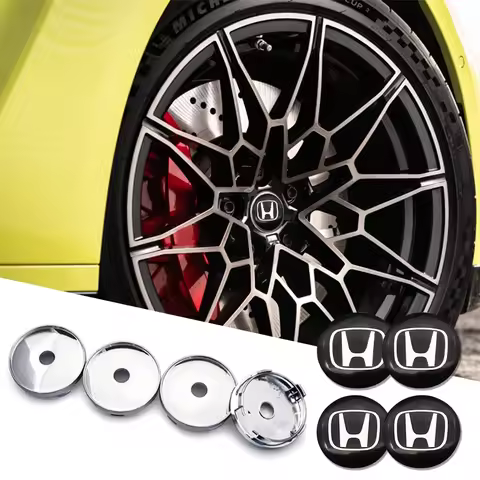 4Pcs 56mm+60mm Car Wheel Hub Center Cap Metal Badge Sticker For Honda Hybird Civic XR-V CR-Z CRV Acc