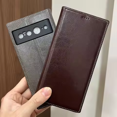 Magnetic Genuine Leather Skin Flip Wallet Book Phone Case Cover On For Google Pixel 9 8 7 6 Pro XL 9