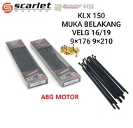 JARI JARI JERUJI RODA DEPAN BELAKANG KLX 150 VELG 16 19 HITAM SCARLET RACING
