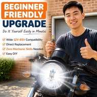 [Bright & Durable] Motorcycle LED Headlight H4 P15D BA20D/Yellow White Beam/Projector Lens/Headlamp 