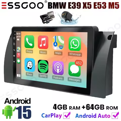 4+64GB For BMW E38 E39 E53 X5 Apple Carplay 9" Android 15.0 Car Stereo Radio Touch Screen GPS Naviga