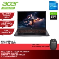 Acer Nitro V15 ANV15-52-529N Gaming Laptop - 15.6" FHD IPS/i5-13420H/16GB D4/512GB SSD/RTX5050/Win11