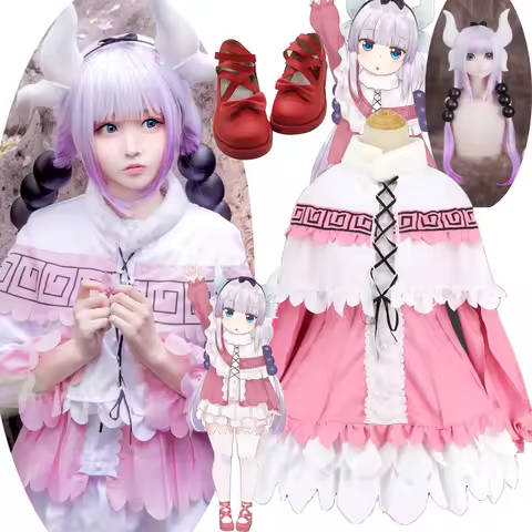 Miss Kobayashi's Dragon Maid Kanna Kamui Cosplay Costume shoes wigs for Women Kobayashi san Chi no M