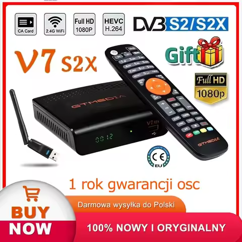 V7S2X V7 HD Satellite TV Receiver DVB-S2X S2 Decoder Tuner Ccam CS Protocol 1080P H.265 Built In 2.4
