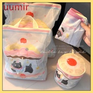 UUMIR แมวการ์ตูนน่ารัก ถุงซักผ้า ป้องกันการเสียรูป กระเป๋าเก็บของ ถุงซักผ้าป้องกัน ใหม่ พร้อมที่จับ 