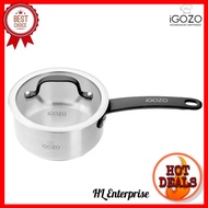 [ Local Ready Stocks ] iGOZO 16cm Elite 304 Stainless Steel Saucepan + Glass Lid | Kitchenware Cookware Cook Boil