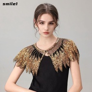 SMILE Sequin Shoulder Shawl, Beaded 1920s Flapper Shawl, Fashion Sequin Embellished Evening Wrap