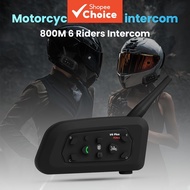 V6 Plus Motorcycle Helmet Bluetooth Intercom 1200M Range Type-C 6 Riders