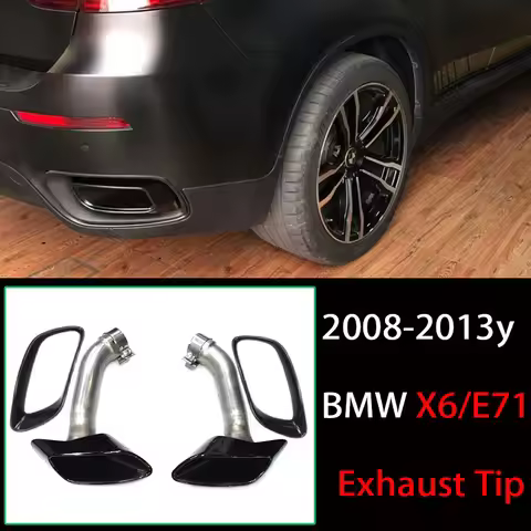 M Sport Style Square Exhaust Tips For BMW X6 E71 2008-2014 Stainless Steel Rear Tailpipe Upgrade xDr