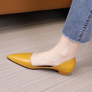 【Ready stock】 Spring New Style Pointed Toe Flat Shoes Korean Version All-Match Soft Leather Grandma 