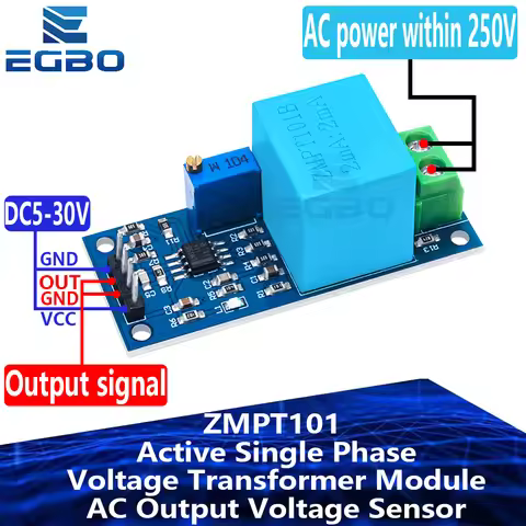 1~5PCS EGBO ZMPT101 Active Single Phase Voltage Transformer Module AC Output Voltage Sensor for Ardu