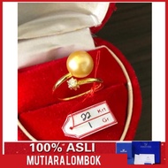 cincin emas mutiara laut lombok gold 22 karat south sea pearl - hitam 6