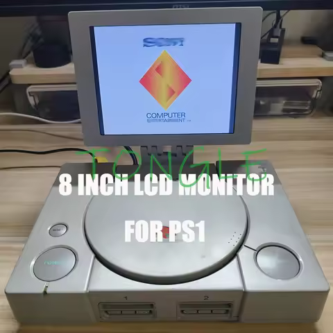 New 8 Inch DC 5V PS1 Retro Arcade Game Console Screen, Portable Display, Mini LCD Monitor with Stere