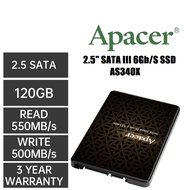 APACER AS340X/AS350X 2.5" SSD SATA III 120GB/256GB/512GB SOLID STATE DRIVES [READY STOCK] 🚚💨FAST DEL