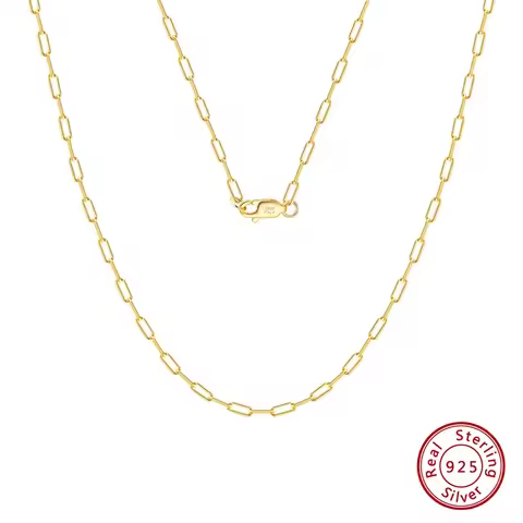 ORSA JEWELS 14K Gold 925 Sterling Silver 1.8mm Paperclip Neck Chain Fashion Link Chain Necklaces for