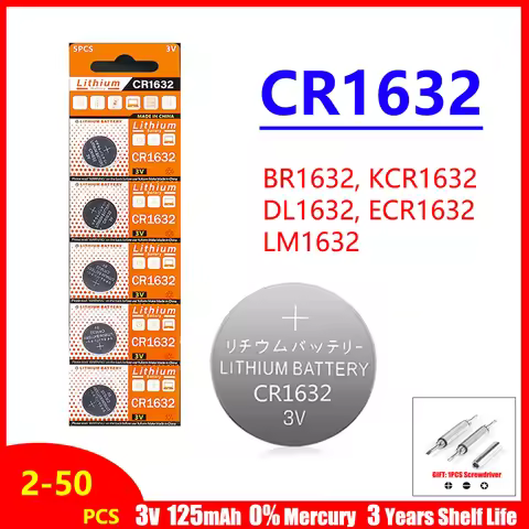 2-50PCS CR1632 3V Lithium Battery 125mAh CR 1632 DL1632 BR1632 LM1632 ECR1632 Coin Cells Batteries F
