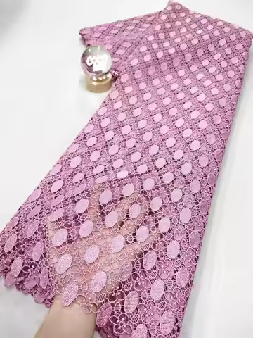 2026 High-Quality African Nigerian Sequins Cotton Embroidery Lace Fabric Tulle for Wedding Party Dre
