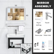 40cm Aluminium Bathroom Basin Cabinet Ceramic Basin Set with Mirror &amp; Shelf Basin Kabinet Bercermin FULL COMBO SET浴室柜