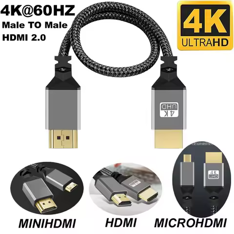 Nylon HD 4K@60HZ V2.0 HDMI-Compatible TO HDMI MINIHDMI MICROHDMI MINI MICRO Extension Male to Male C