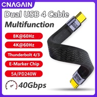 CNAGAIN Dual USB 4 Cable/Thunderbolt 4 3 40Gbp 8K 60Hz Fast Transfer Cable PD 240W Charging,Support 8K/Dual 4K Video Display for Macbook air pro iphone 15 pro max plus S22 s23