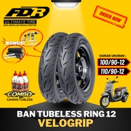FDR TUBELESS ULTIMATE TIRE FDR VELOGRIP Ring 12 FDR TUBELESS VELOGRIP OUTER TIRE/ (100/90-12 110/90-