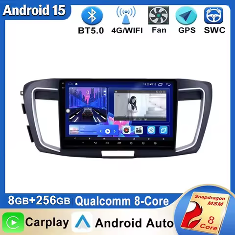 Android 15 For Honda ACCORD 9 2.0L 2.4L 012 2013 2015 2016 2018 2Din Car Radio Multimedia Player GPS