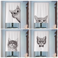 Custom Door Curtain Half Height Door Curtain Cat for Restaurant Kitchen Bathroom Cute Door Curtain for Toilet Partition