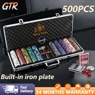 Texas poker cards Poker Game Poker Chips Set 500PCS/300PCS/100PCS with Free Metal Box