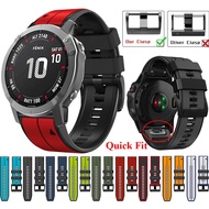 22mm 26mm High Quality Double Color Silicone Watchband Quick Fit Strap For Garmin Fenix 7 7X 6 6X Pro Solar 5 5X Plus 3 3HR 2 Approach S60 S62 S70