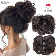 [SG SELLER] Wig Messy Short Curly Hair Bun Doughnut Claw Clip Women's Wig Hair Bun