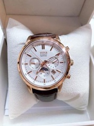 最後清倉$980，原價$2680，全新正版Titus鐵達時自動機械錶！玫瑰金 日月相 moonphase 買到賺到！