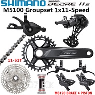 ❀✇SHIMANO DEORE M5100 Groupset MTB Bike 1x11-Speed 51T M5100 MT510 Crankset 30T 32T 34T 170/175MM M5