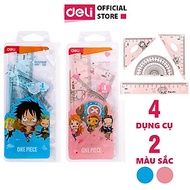 Bộ thước kẻ, thước đo độ, eke tam giác vuông học sinh Đảo Hải Tặc One Piece Deli - Bộ dụng cụ học tậ