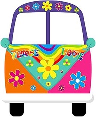 Large Hippie Bus Shaped Photo Prop,1960s Hippie Selfie Frame Backdrop Background Banner, Birthday Pa