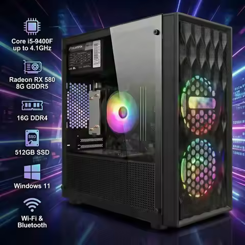 Hot Selling Gaming PC Desktop Core i5 9400F RX 580 8G 16GB DDR4 512GB SSD Computer Tower for Streami